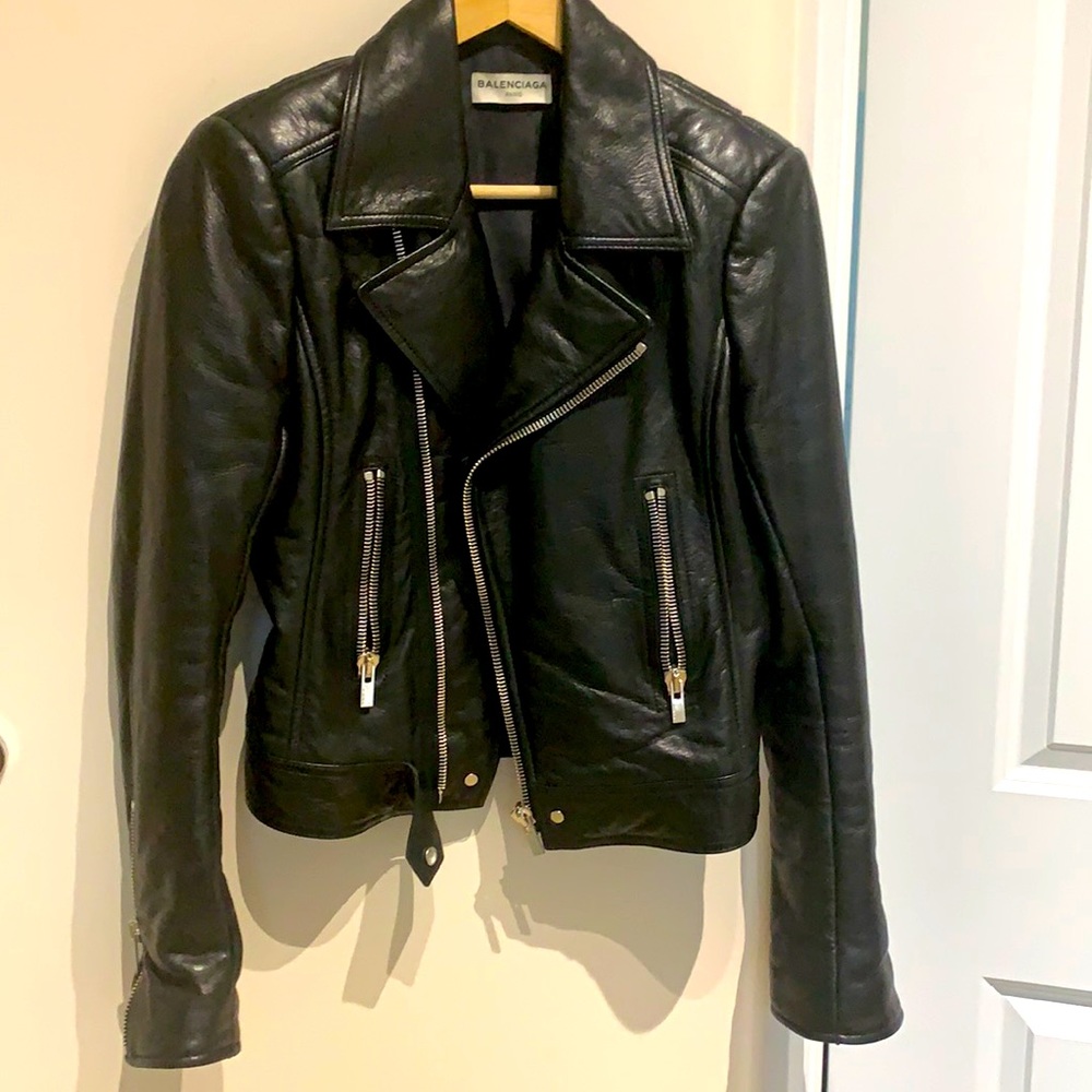 Lamb leather balenciaga leather jacket